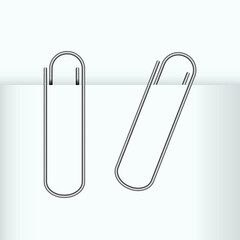 Realistic Paperclip. Attach file business document. Blank memo note with office stationery close up