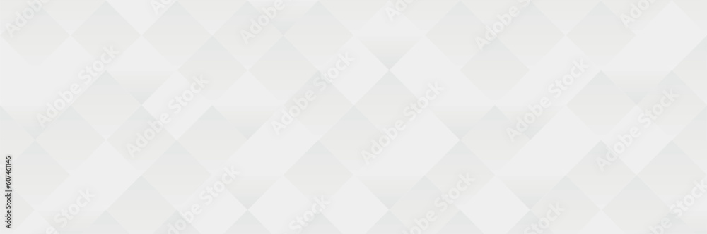 Poster Abstract white background, stock illustration. Silver color square pattern on banner with shadow. Abstract white and grey color geometric background. Modern and minimal concept