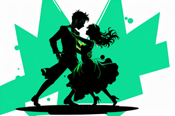 A couple dancing tango silhouettes poster 