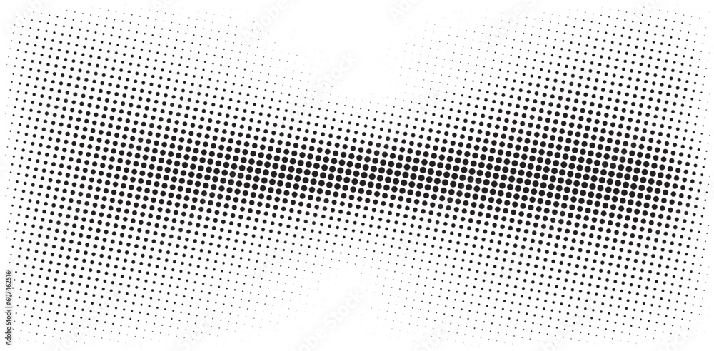 Aufkleber Flowing dots particles wave pattern halftone gradient curve shape background. Vector in concept of technology, science, music, modern flowing geometric backdrop.