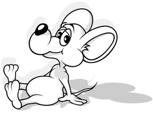 Drawing of a Cute Mouse Sitting on the Ground