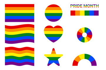 rainbow flag set pride month flags
LGTBTQIA
 - obrazy, fototapety, plakaty