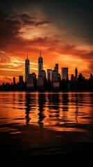 Fototapeta na wymiar New York City Skyline at Sunset