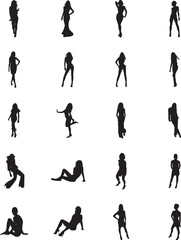 Fashion Model Womans Silhouette Vector Set 1