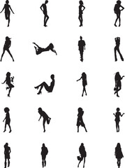 Fashion Model Womans Silhouette Vector Set 2