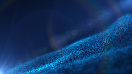 Technology digital wave background concept.Beautiful motion waving dots texture with glowing defocused particles. Cyber or technology background. 3d rendering