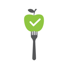 Vegan icon label. Vegetarian food diet sign with letter 'V' and leaf symbol. 
