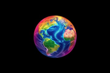 Planet Earth Painted with the LGBT flag colors. LGBT background. Generative AI.