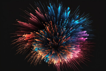 colorful fireworks light on black background