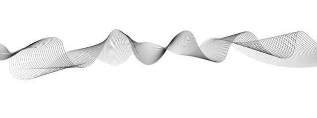 Abstract grey smooth element wavy modern curve lines on transparent background. Digital frequency track equalizer. Abstract frequency sound wave lines, twisted curve lines and technology background.
