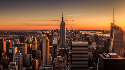 New York City Skyline from Top of The Rock at Sunset