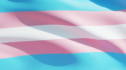 Transgender flag waving in the wind, blue, pink and white colors. - obrazy, fototapety, plakaty