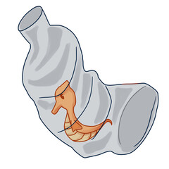 Nature suffers from plastic. transparent background illustration