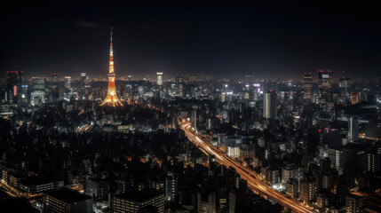Fototapeta na wymiar Tokyo Skyline seen from Tokyo City View at Nighttime