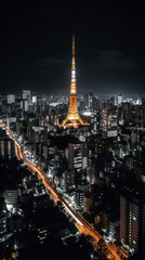 Obraz premium Tokyo Skyline seen from Tokyo City View at Nighttime