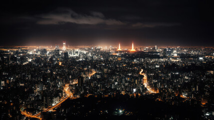 Fototapeta premium Tokyo Skyline seen from Tokyo City View at Nighttime