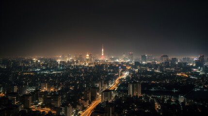Fototapeta premium Tokyo Skyline seen from Tokyo City View at Nighttime