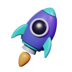 flying space rocket launch spaceship for business start up 3d icon illustration design