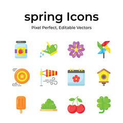 Grab this beautifully designed spring vectors, farming, gardening and agriculture icons set