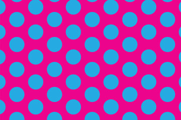 simple abstract seamlees skye big polka dot pattern on pink background - obrazy, fototapety, plakaty