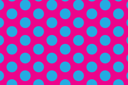 simple abstract seamlees skye big polka dot pattern on pink background