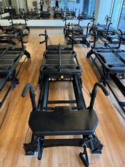 pilates reformers in a classroom