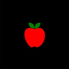 Red apple fruit icon isolated on black background 