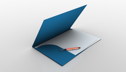 Document in folder with pen - 3D illustration
