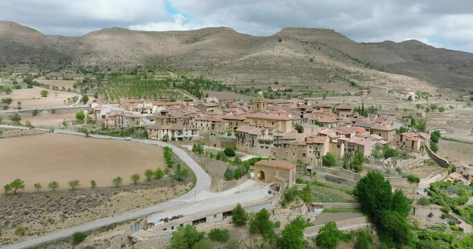 Mirambel in Teruel, panoramic aerial view