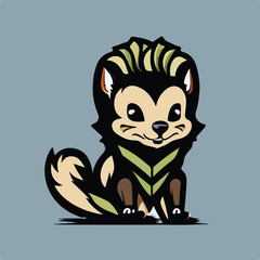 Cute Possum Vector Logo Icon Sports Mascot flat vector illustration