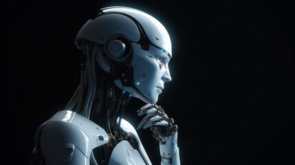 Thinking detaile realistic robot. Generative AI
