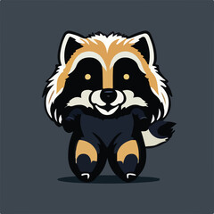 Cute Racoon Vector Logo Icon Sports Mascot flat vector illustration
