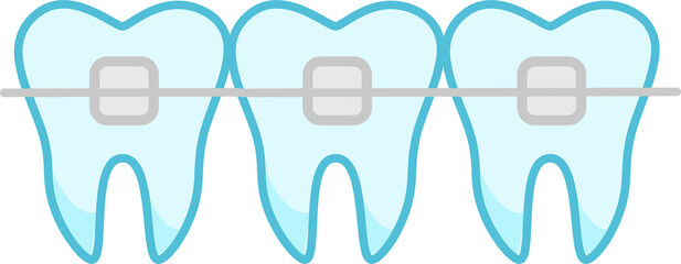 Icon colored tooth braces. Teeth braces Style line. Vector flat illustration.
