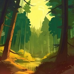 The forest's serene atmosphere, mystical beauty, and natural elements. (Illustration, Generative AI)
