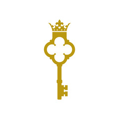 Key with crown icon isolated on transparent background