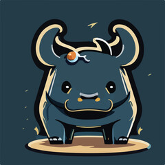 Cute Rhinoceros Vector Logo Icon Sports Mascot flat vector illustration