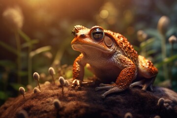 Detailed Close-up of Toad Exploring Forest Landscape
