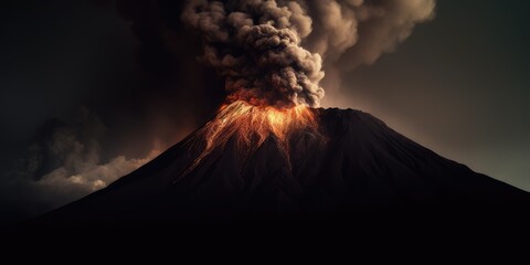 Volcano eruption landscape - obrazy, fototapety, plakaty