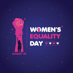 Happy Women's Equality Day Social Media Banner, Female holiday in August 26,Women right history month Vector illustration