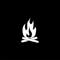  Flame, fire hand drawn icon isolated on black background 