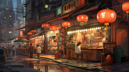 Fototapeta premium Illustration about travel and food in Taipei Taiwan
