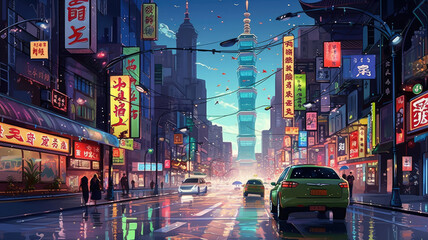 Obraz premium Illustration about travel and food in Taipei Taiwan