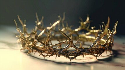 Crown of golden thorns Faith in the Savior Jesus Christ Generative AI Illustration