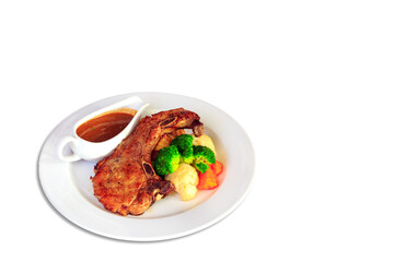 pork chop steak isolated on white background