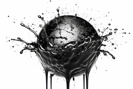 stock photo of black water liquid splash in sphere photography Generative AI