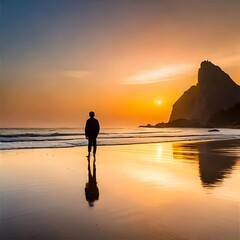 silhouette of a person on the beach