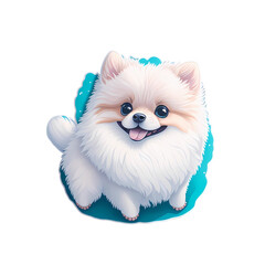 Obraz premium Adorable cute white Pomeranian, illustration 