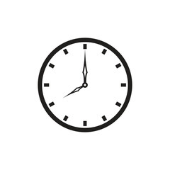 Clock vector icon. Black outline on a white background.


