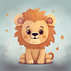 cute lion illustration for kids made with generative ai technology