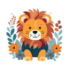 Obraz na płótnie Canvas cute lion illustration for kid made with generative ai technology